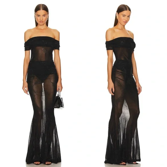 MICHAEL COSTELLO X REVOLVE - Sirius Gown Black - SIZE SM & MED - NWT - Picture 1 of 9